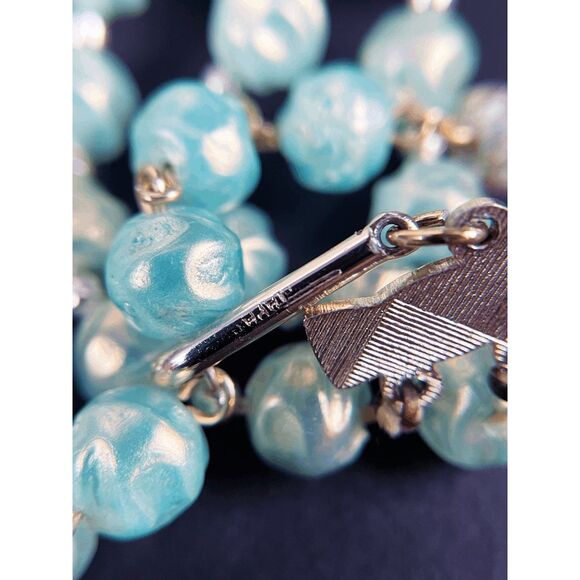 Vintage 50s Silver blue Demi-parure Necklace & Clip on Earring set - Picture 3 of 5